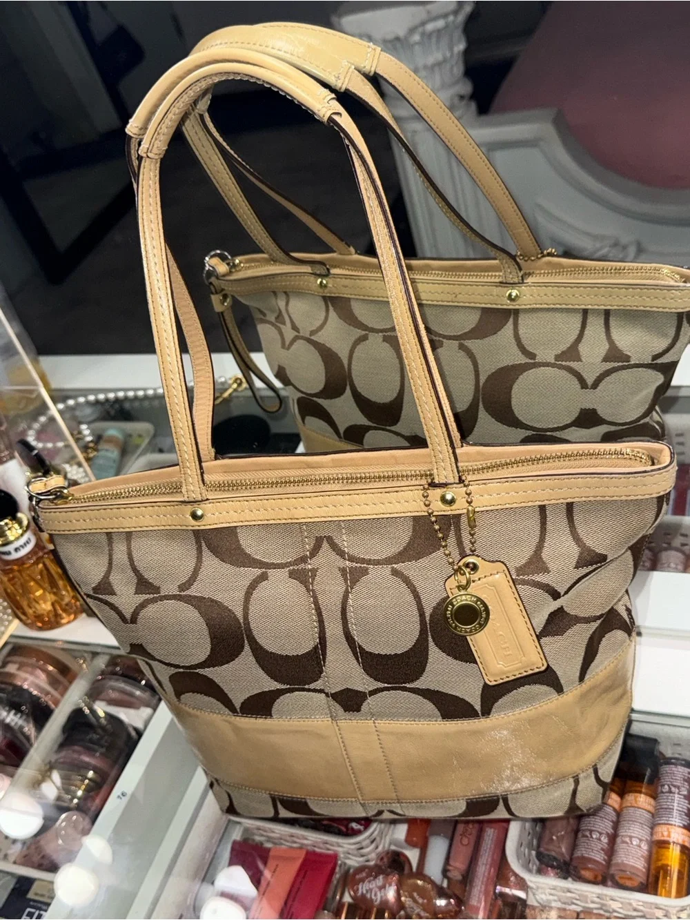 Vintage Coach Signature Stripe Tote Bag 💛✨